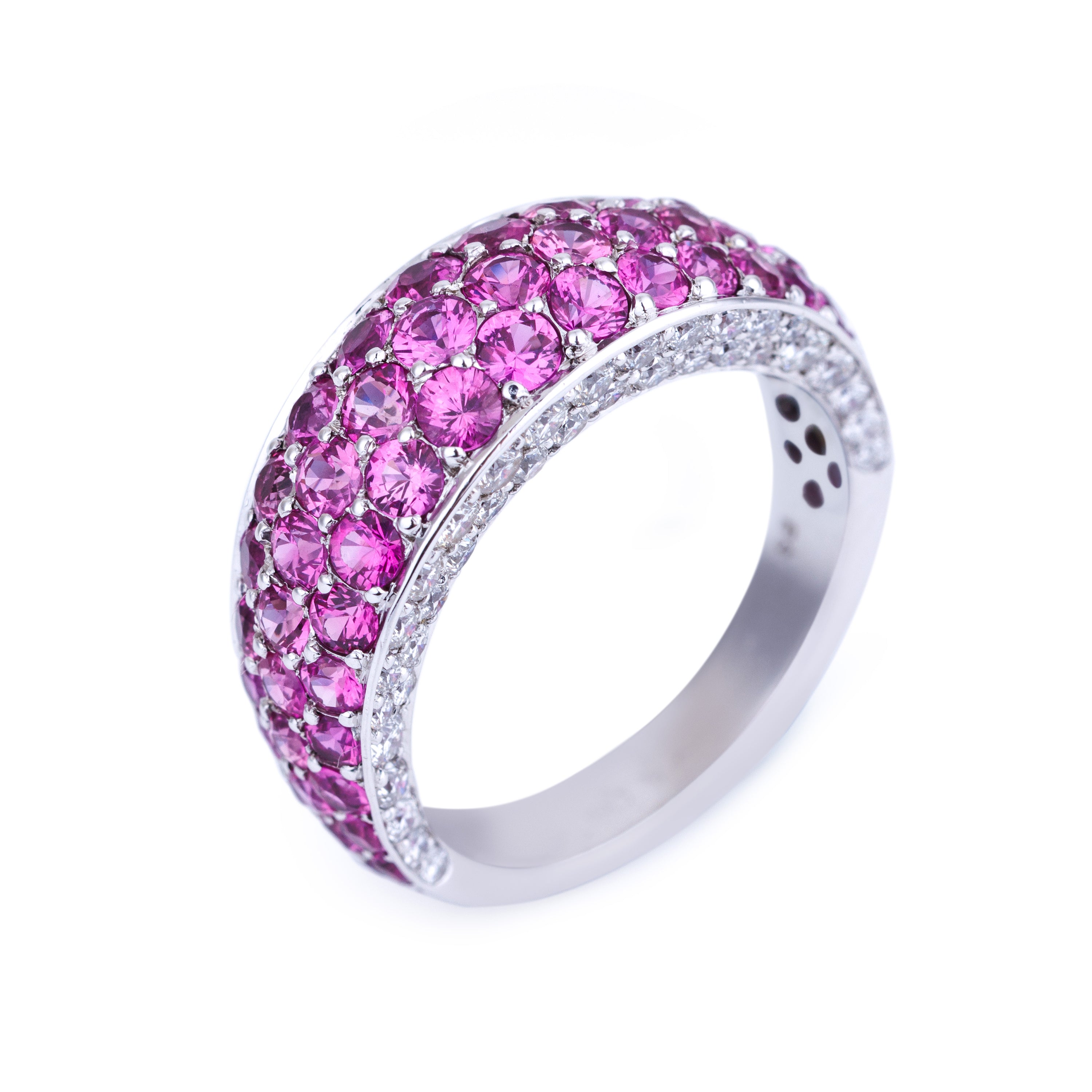 Tiffany Pink Sapphire & Pavé Diamond Ring | 18k White Gold | 2000
