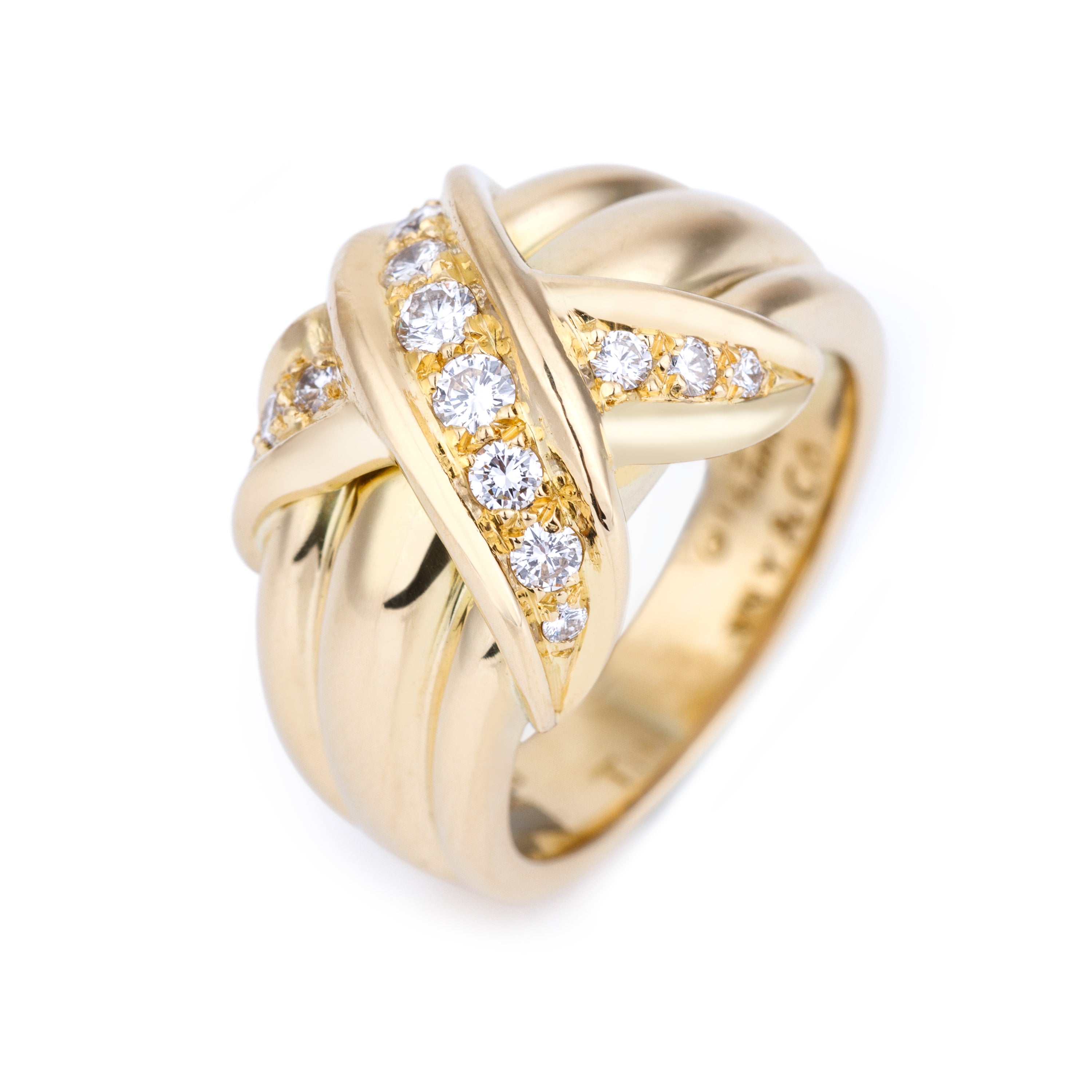 Tiffany Schlumberger Crossover Diamond Ring | 18k Yellow Gold | 1990