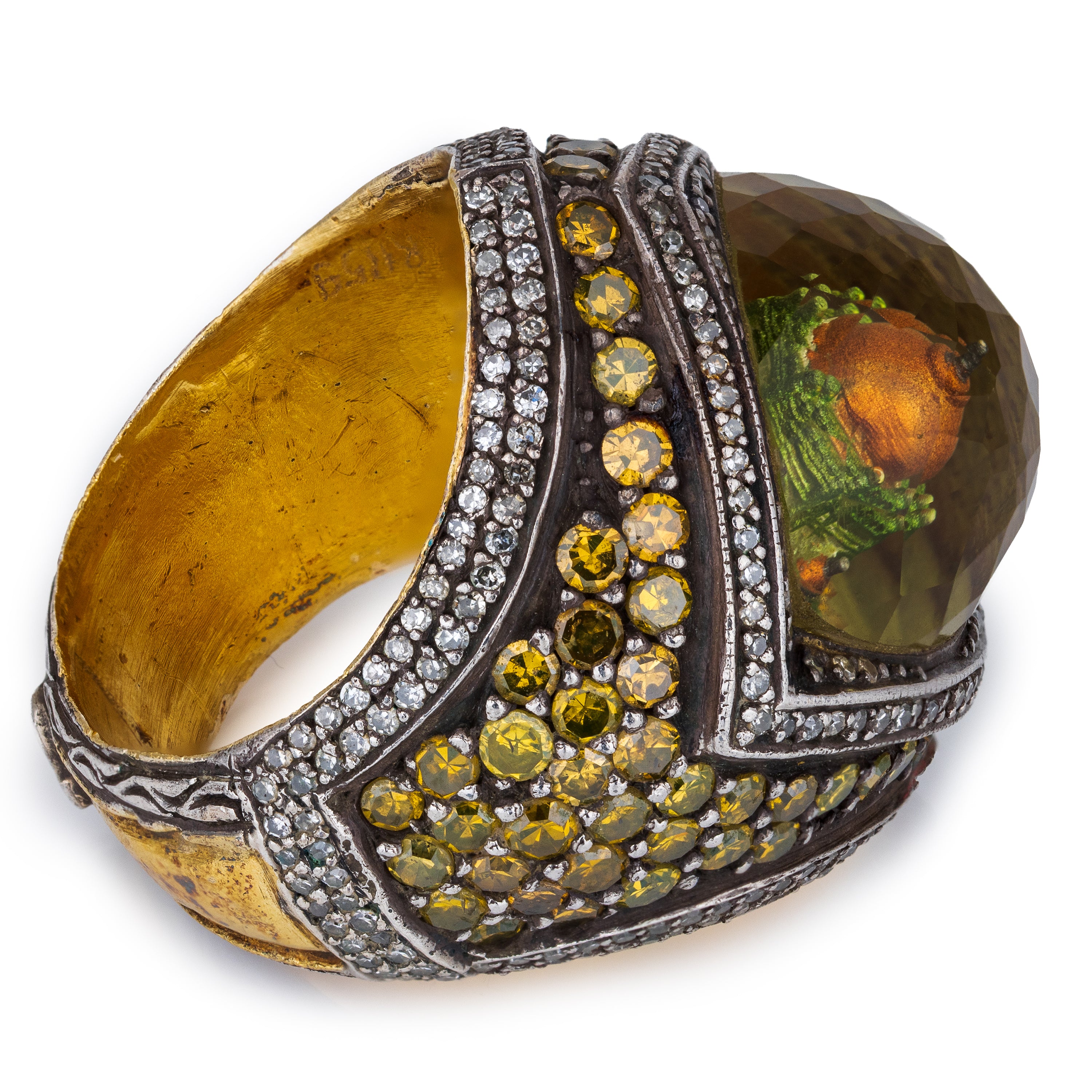 Sevan Bıçakçı Mosque Ring | Citrine & Pavé Diamonds | 8 & 24k White & Yellow Gold | 2007
