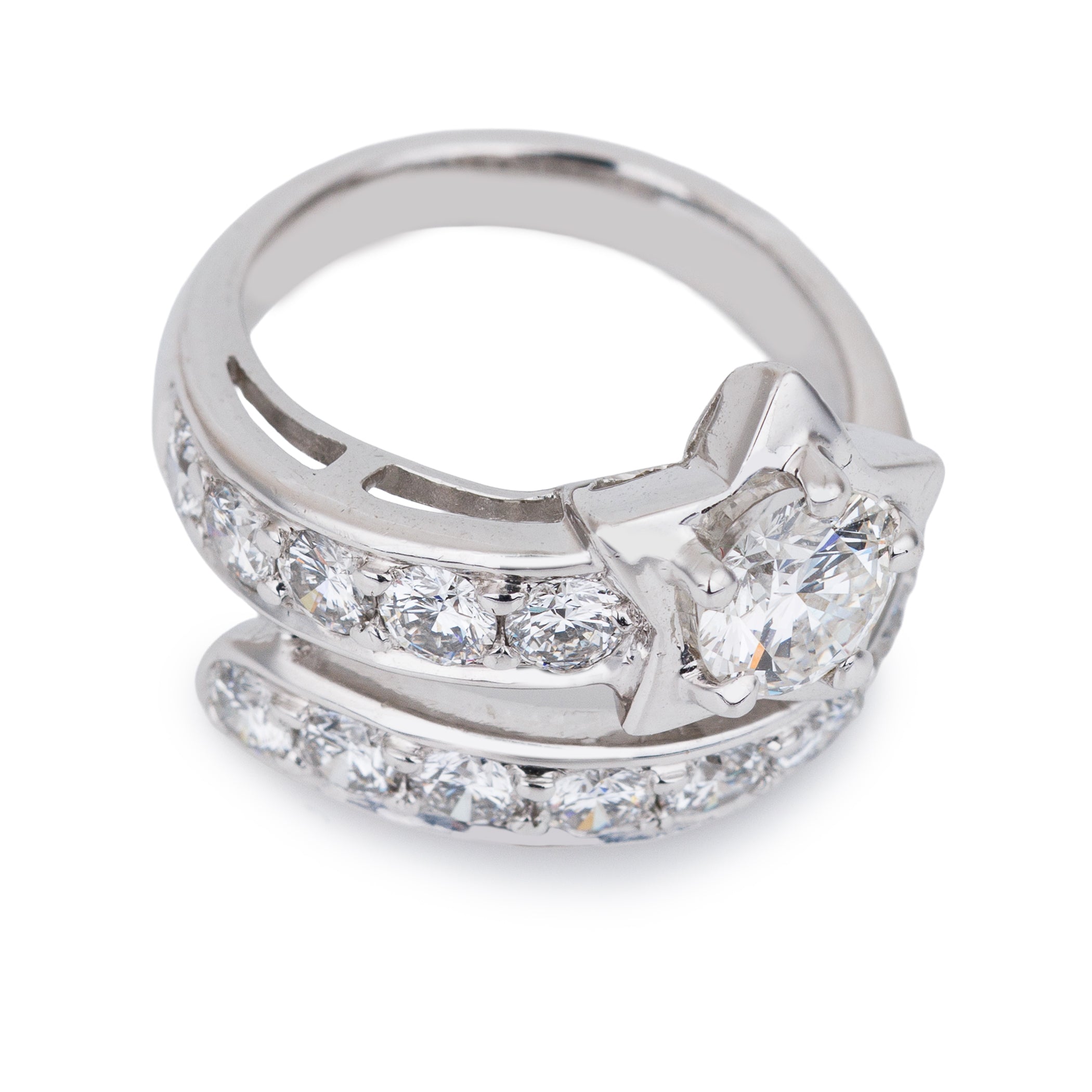 Pavé Diamond Star Ring | 18k White Gold