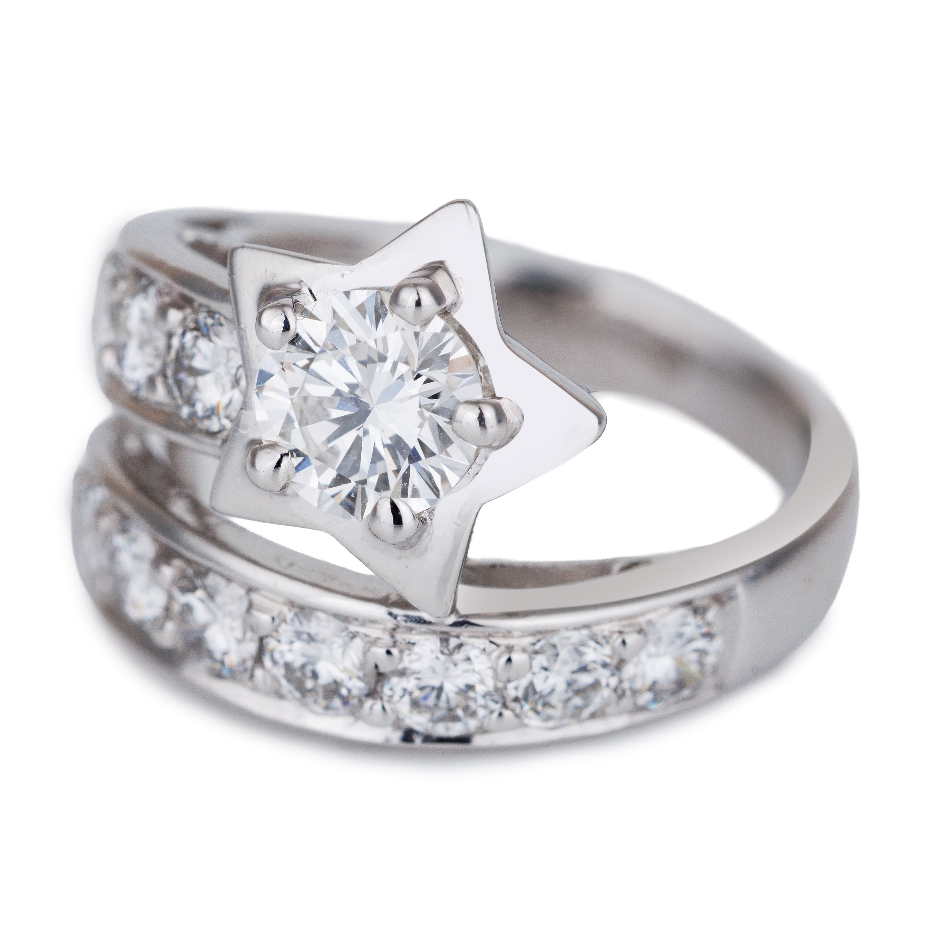 Pavé Diamond Star Ring | 18k White Gold