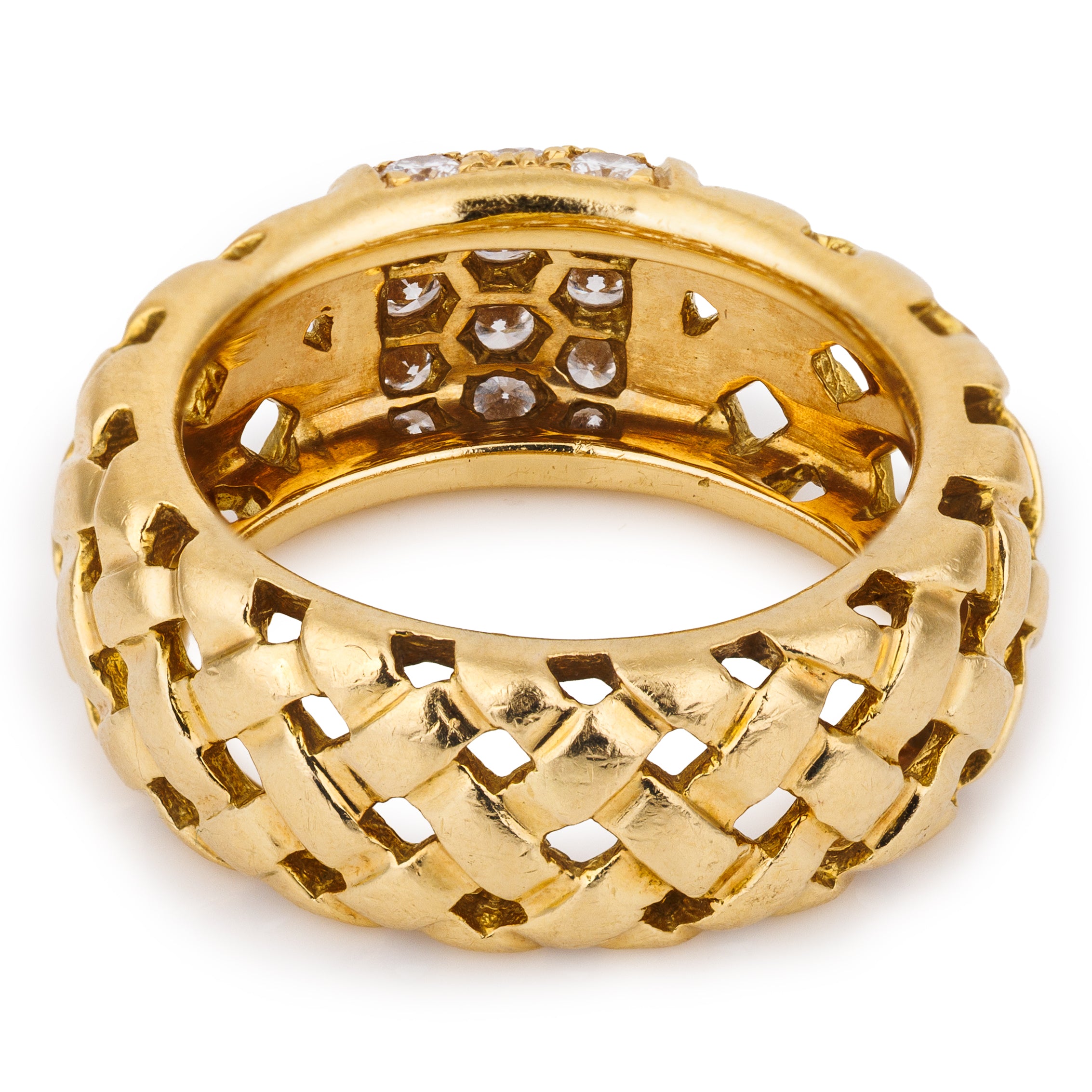 Tiffany Vannerie Basket Weave Diamond Ring | 18k Yellow Gold | 1995