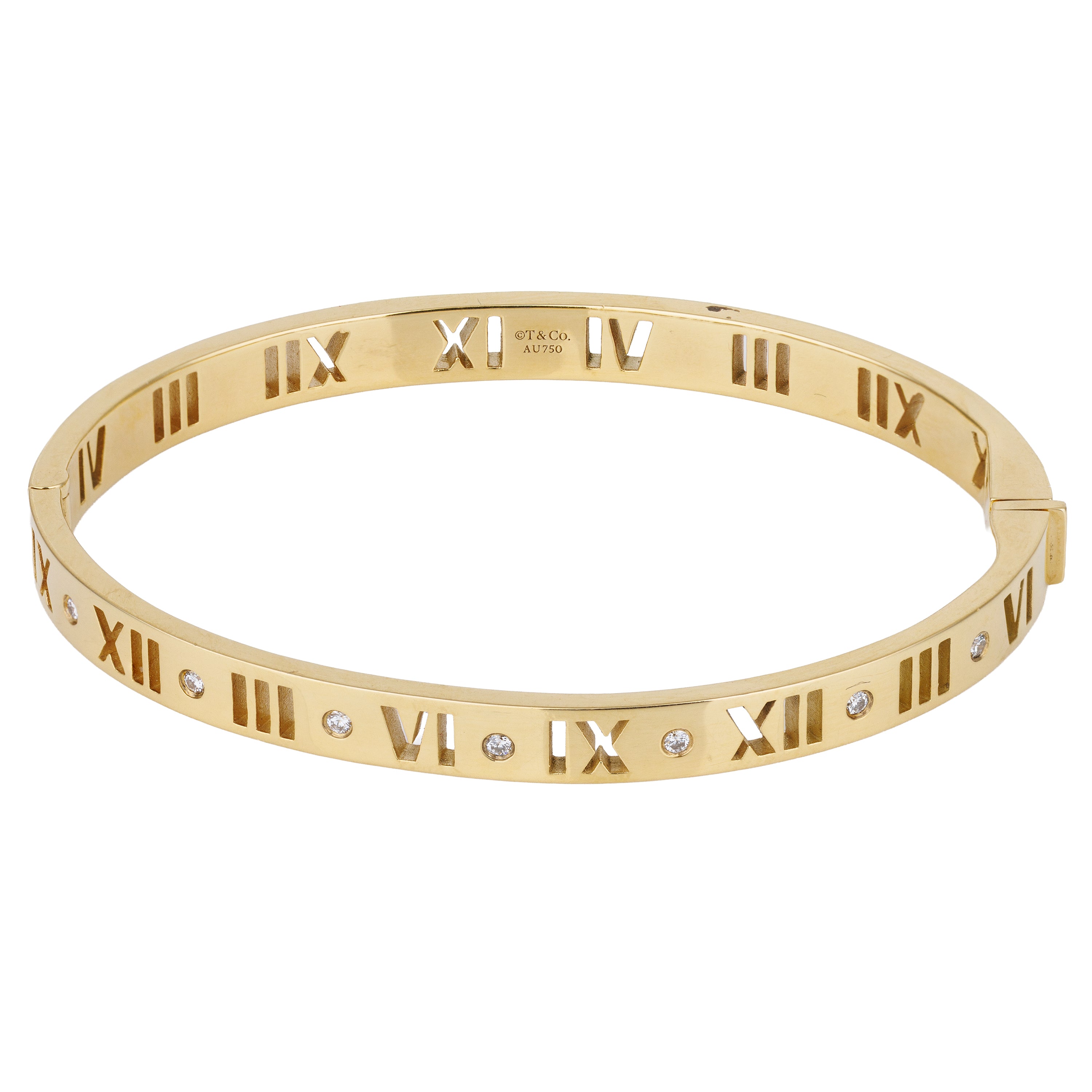 Tiffany & Co. ‘Atlas’ Diamond Bangle Bracelet | 18k Yellow Gold & Platinum