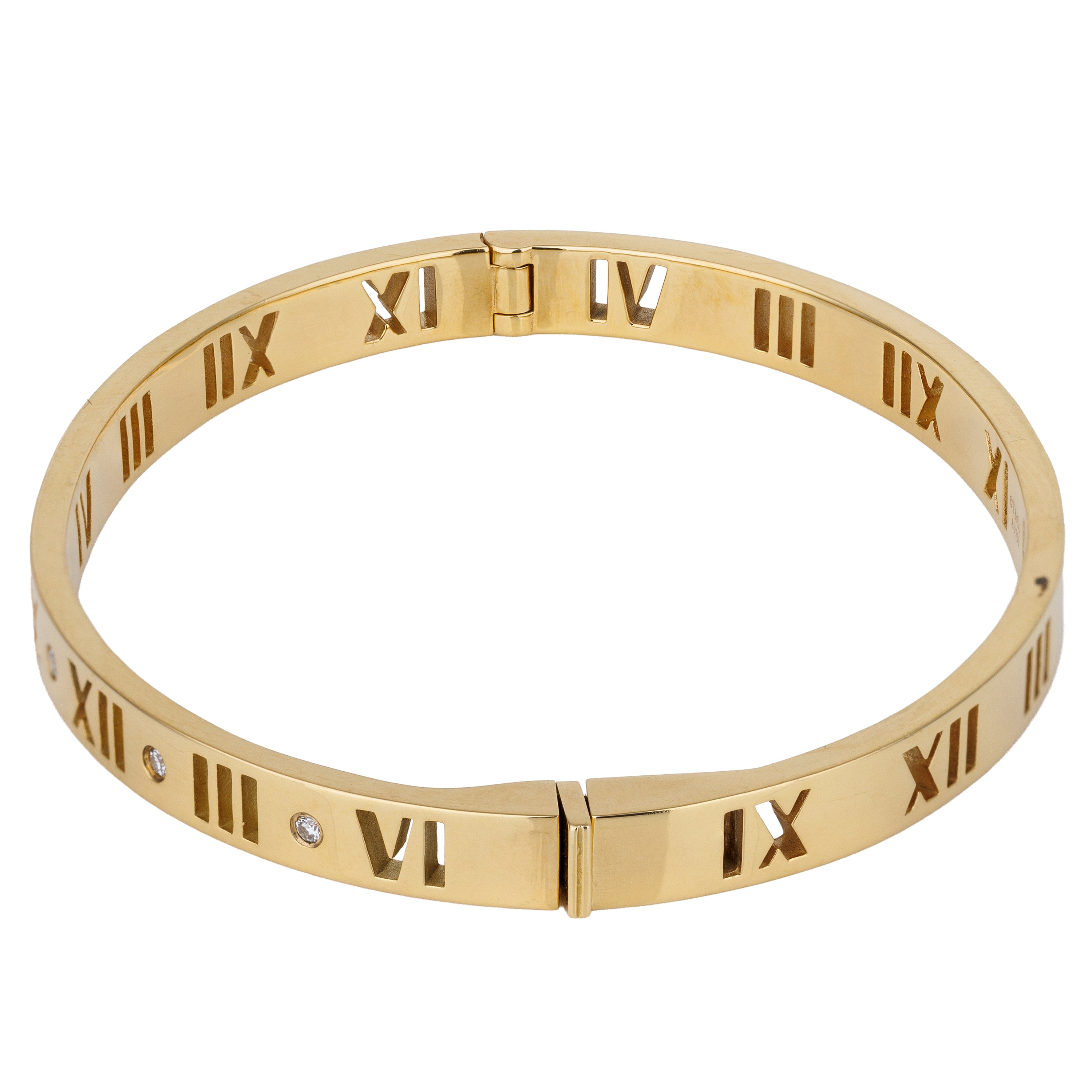 Tiffany & Co. ‘Atlas’ Diamond Bangle Bracelet | 18k Yellow Gold & Platinum
