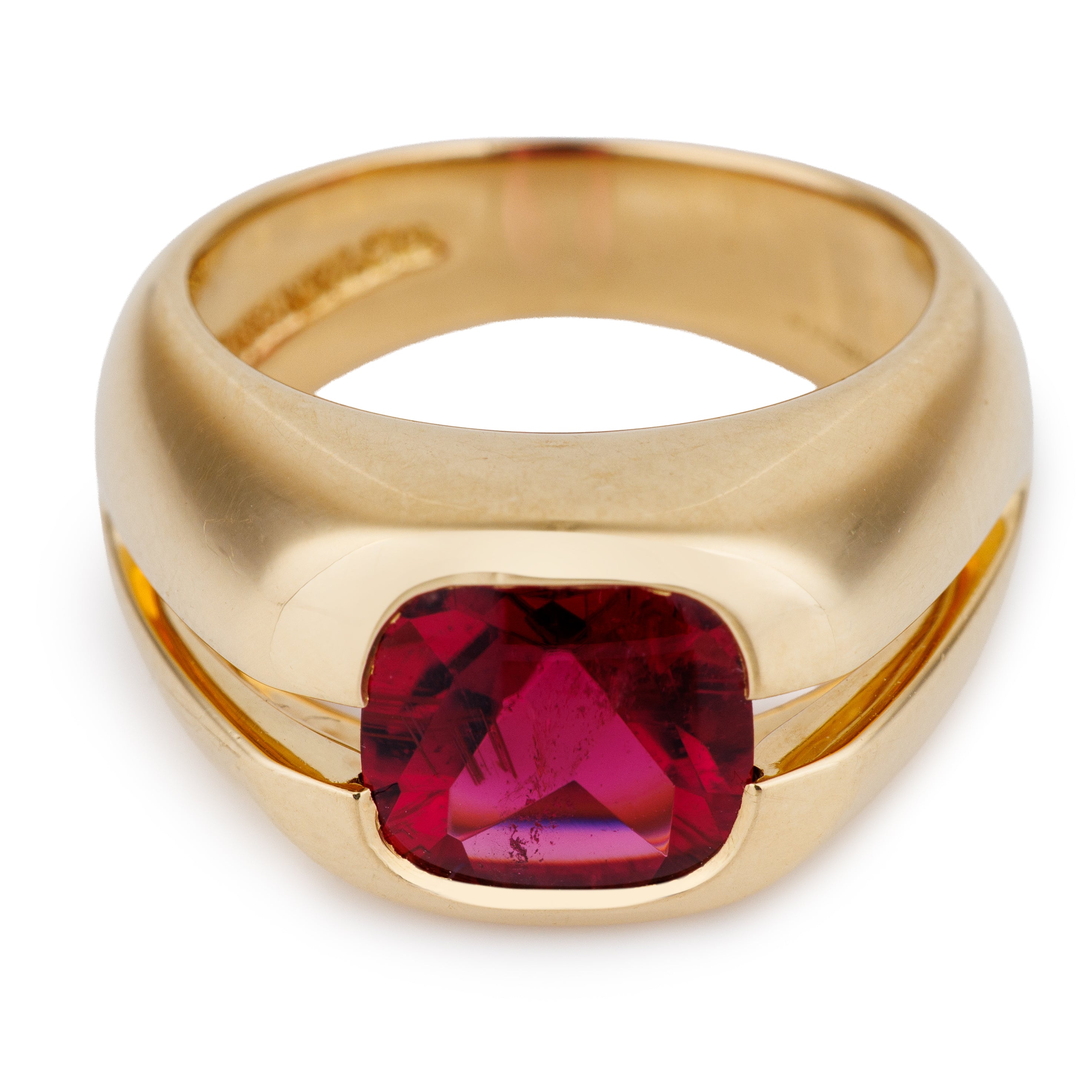 Tiffany Pink Tourmaline Cushion Cut Ring | 18k Yellow Gold | 2000