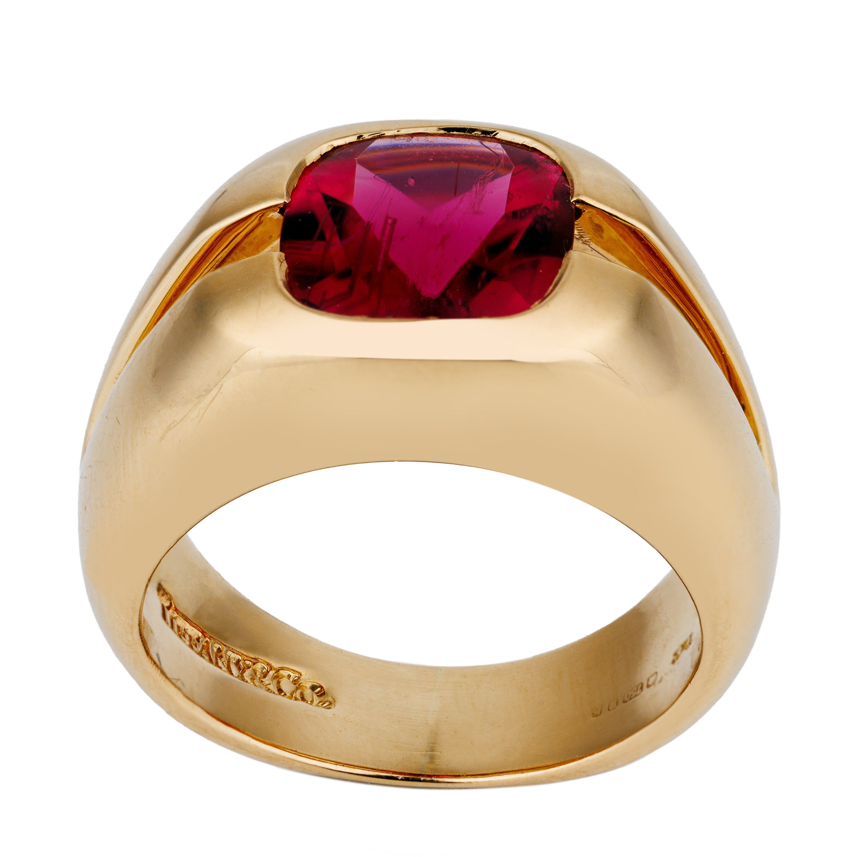 Tiffany Pink Tourmaline Cushion Cut Ring | 18k Yellow Gold | 2000