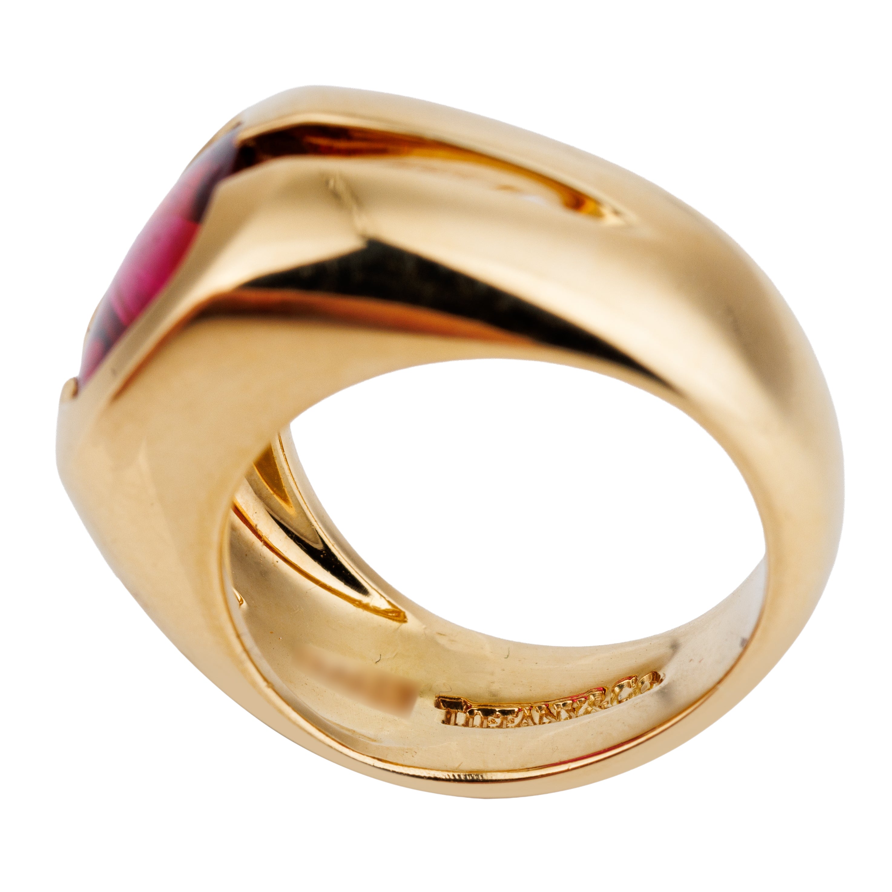 Tiffany Pink Tourmaline Cushion Cut Ring | 18k Yellow Gold | 2000