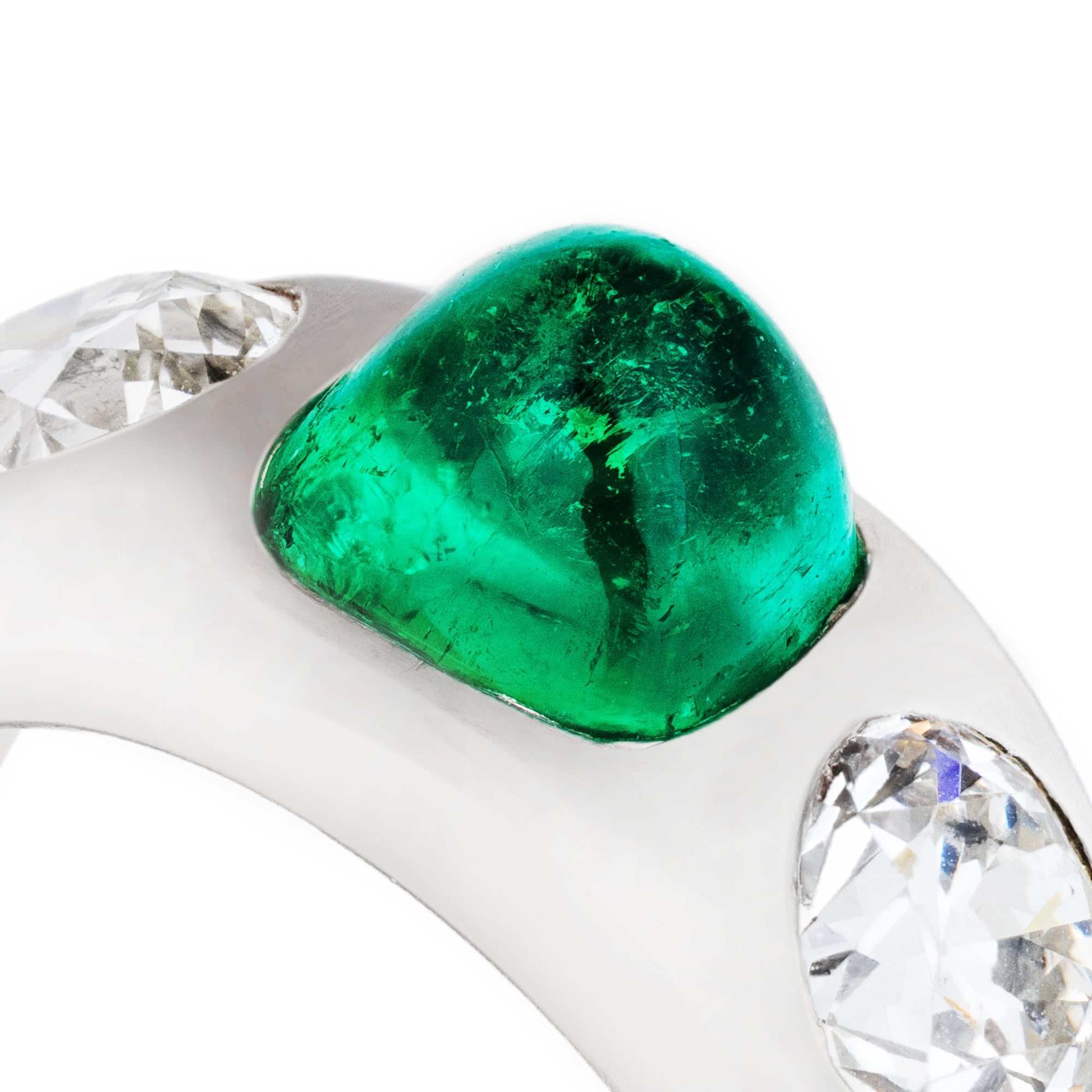 Tiffany & Co. 1920's Colombian Emerald & Diamond Ring | Platinum | Edwardian - Art Deco