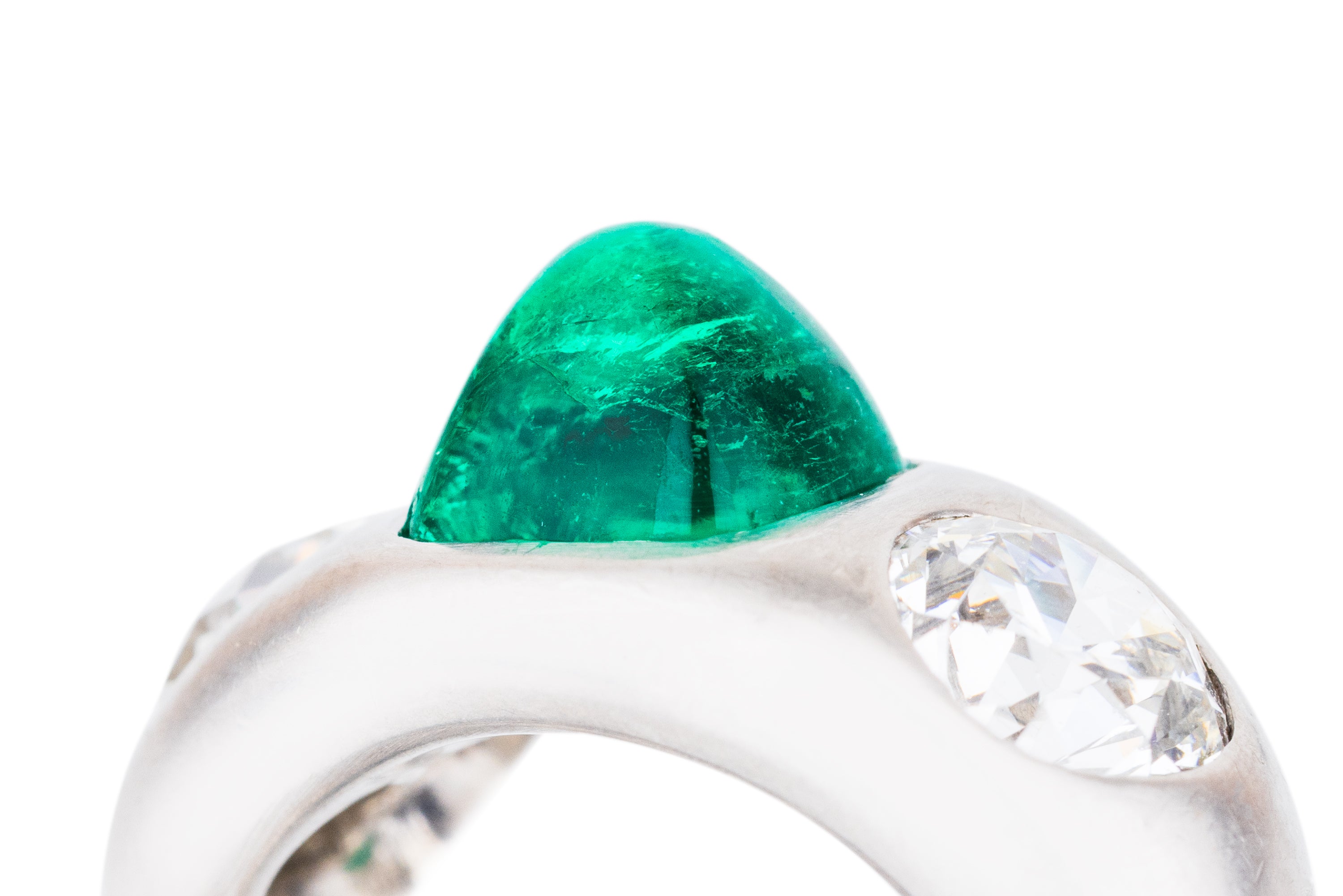 Tiffany & Co. 1920's Colombian Emerald & Diamond Ring | Platinum | Edwardian - Art Deco