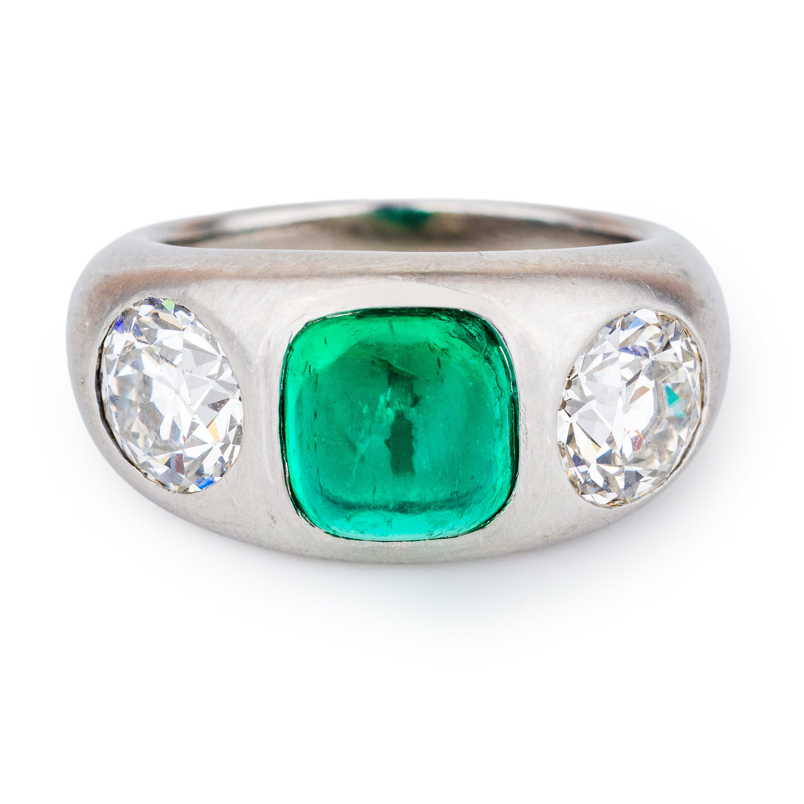 Tiffany & Co. 1920's Colombian Emerald & Diamond Ring | Platinum | Edwardian - Art Deco