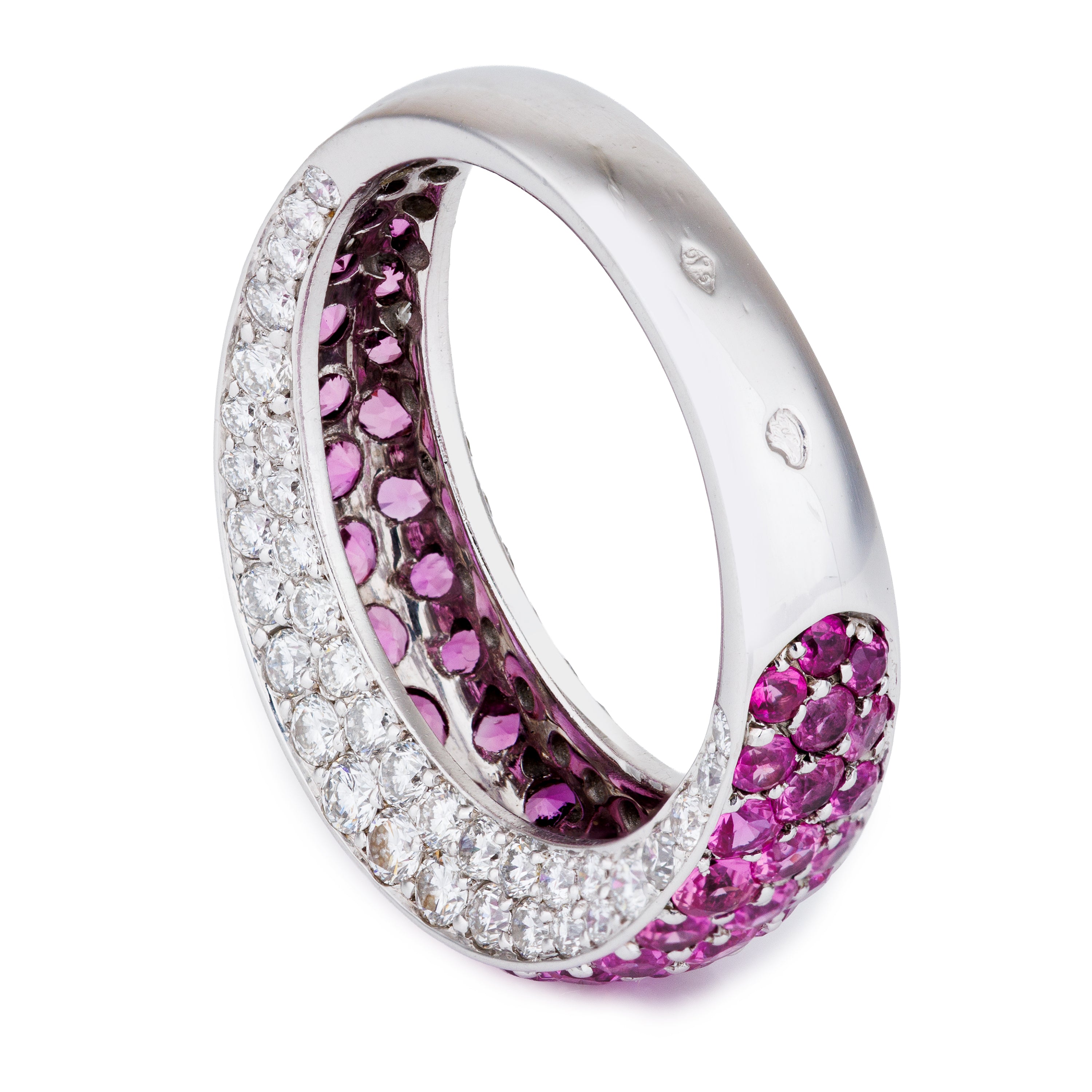 Tiffany Pink Sapphire & Pavé Diamond Ring | 18k White Gold | 2000