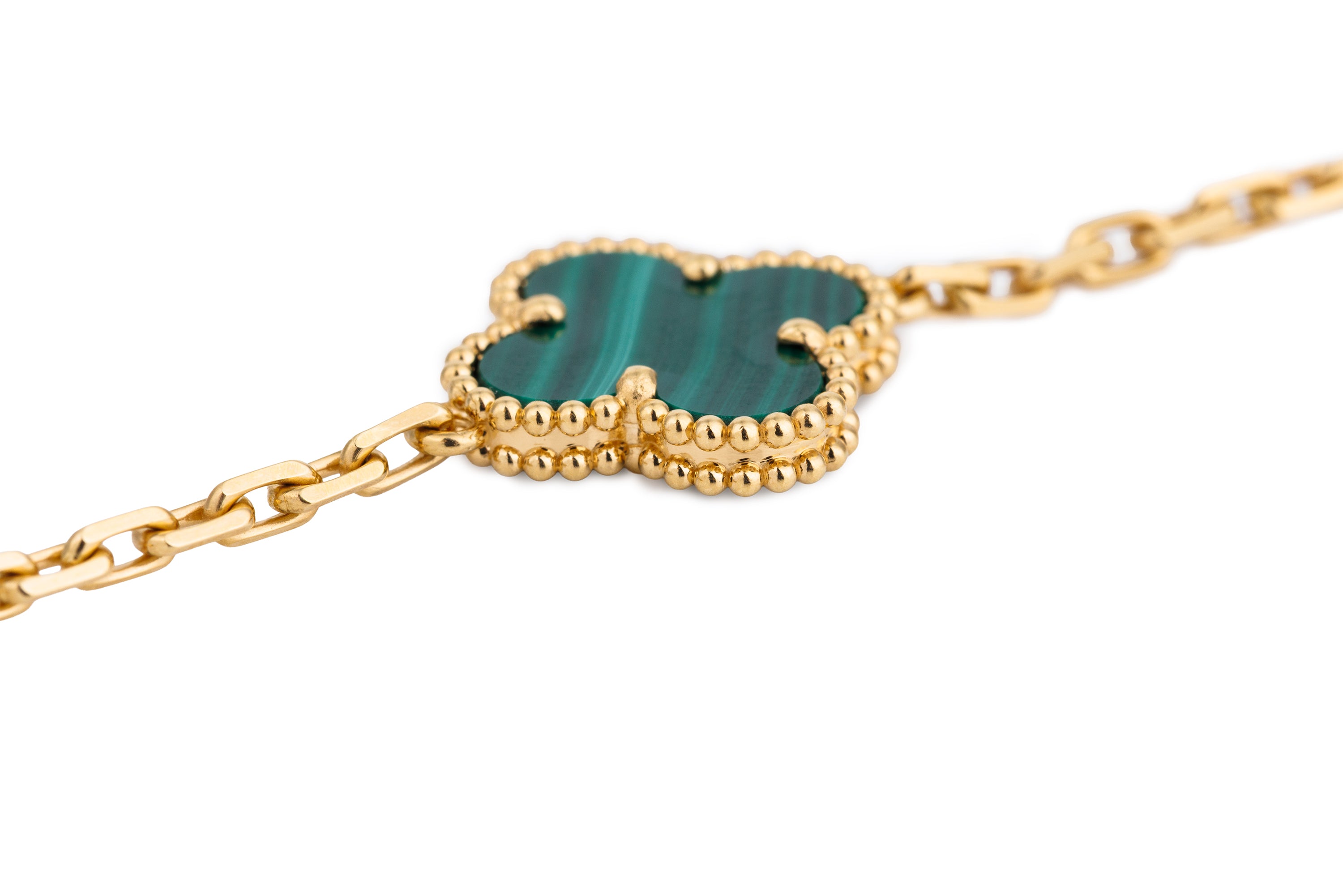 Van Cleef & Arpels Vintage Alhambra Long Necklace, 20 Motifs | Malachite | 18k Yellow Gold