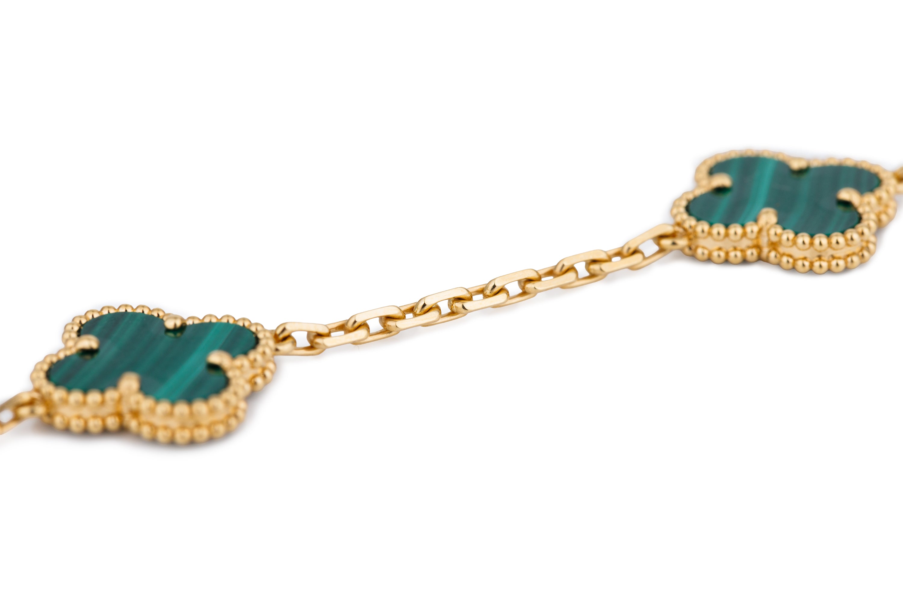 Van Cleef & Arpels Vintage Alhambra Long Necklace, 20 Motifs | Malachite | 18k Yellow Gold