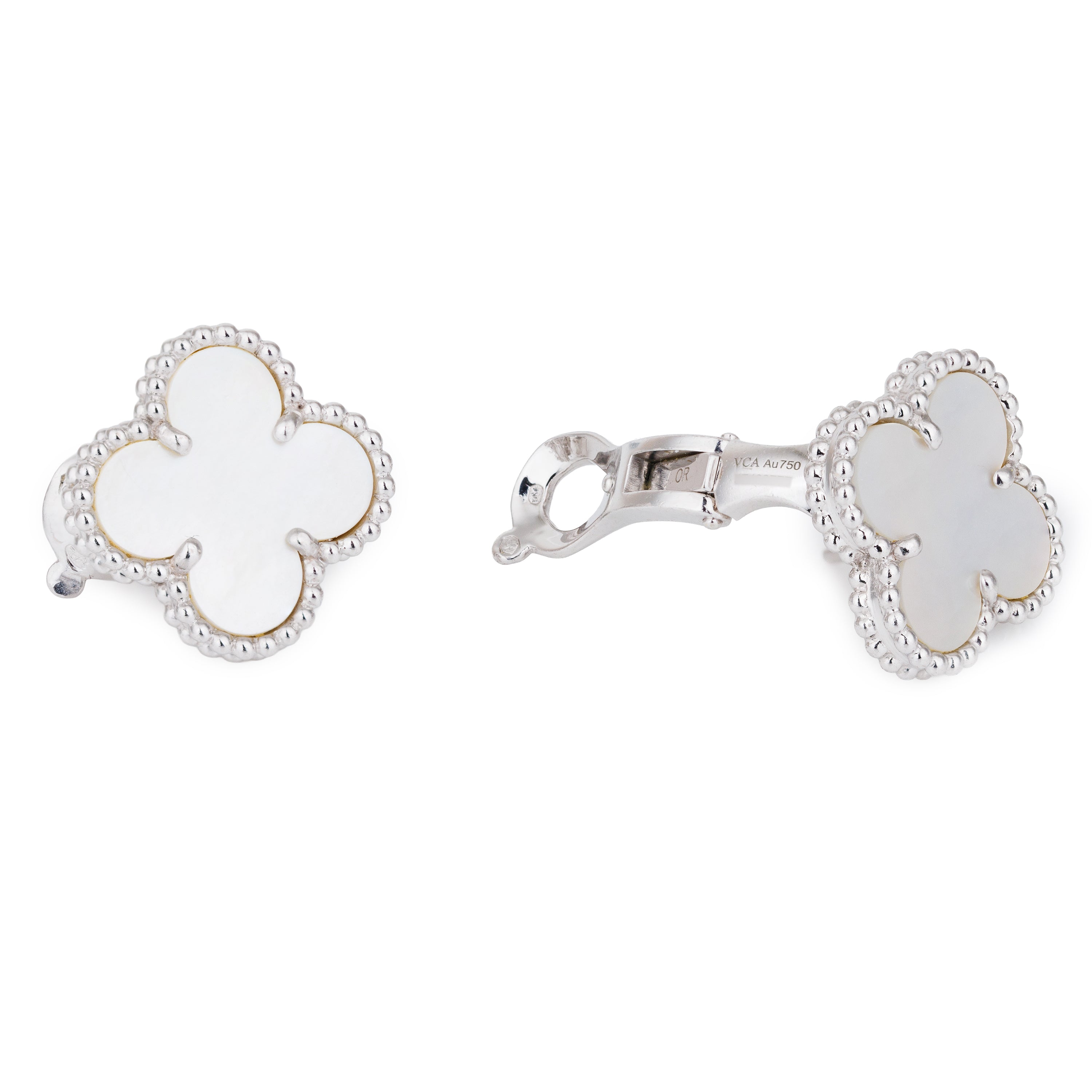 Van Cleef & Arpels Vintage Alhambra Earrings | Mother of Pearl | 18k White Gold