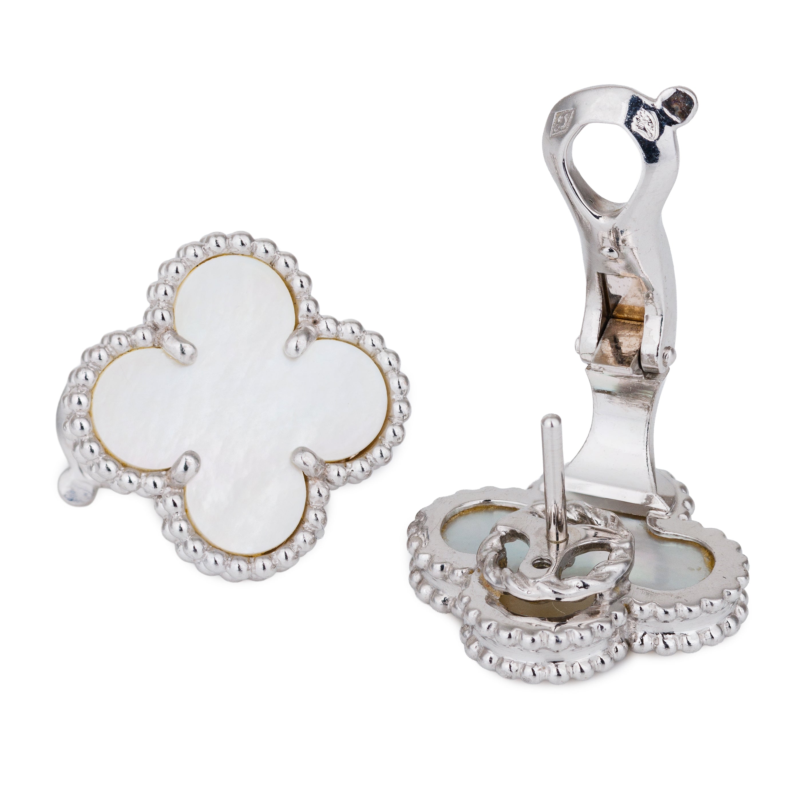 Van Cleef & Arpels Vintage Alhambra Earrings | Mother of Pearl | 18k White Gold