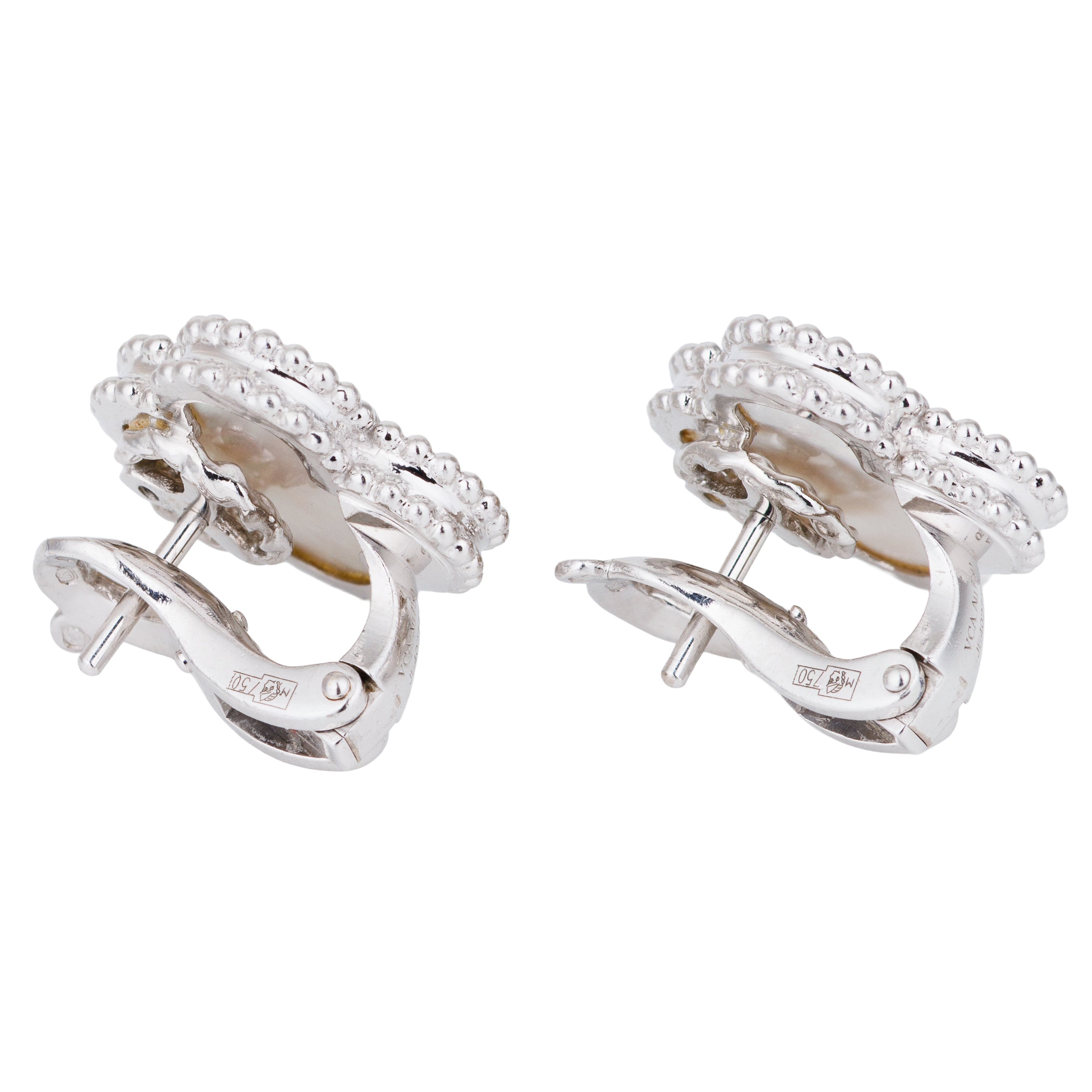 Van Cleef & Arpels Vintage Alhambra Earrings | Mother of Pearl | 18k White Gold