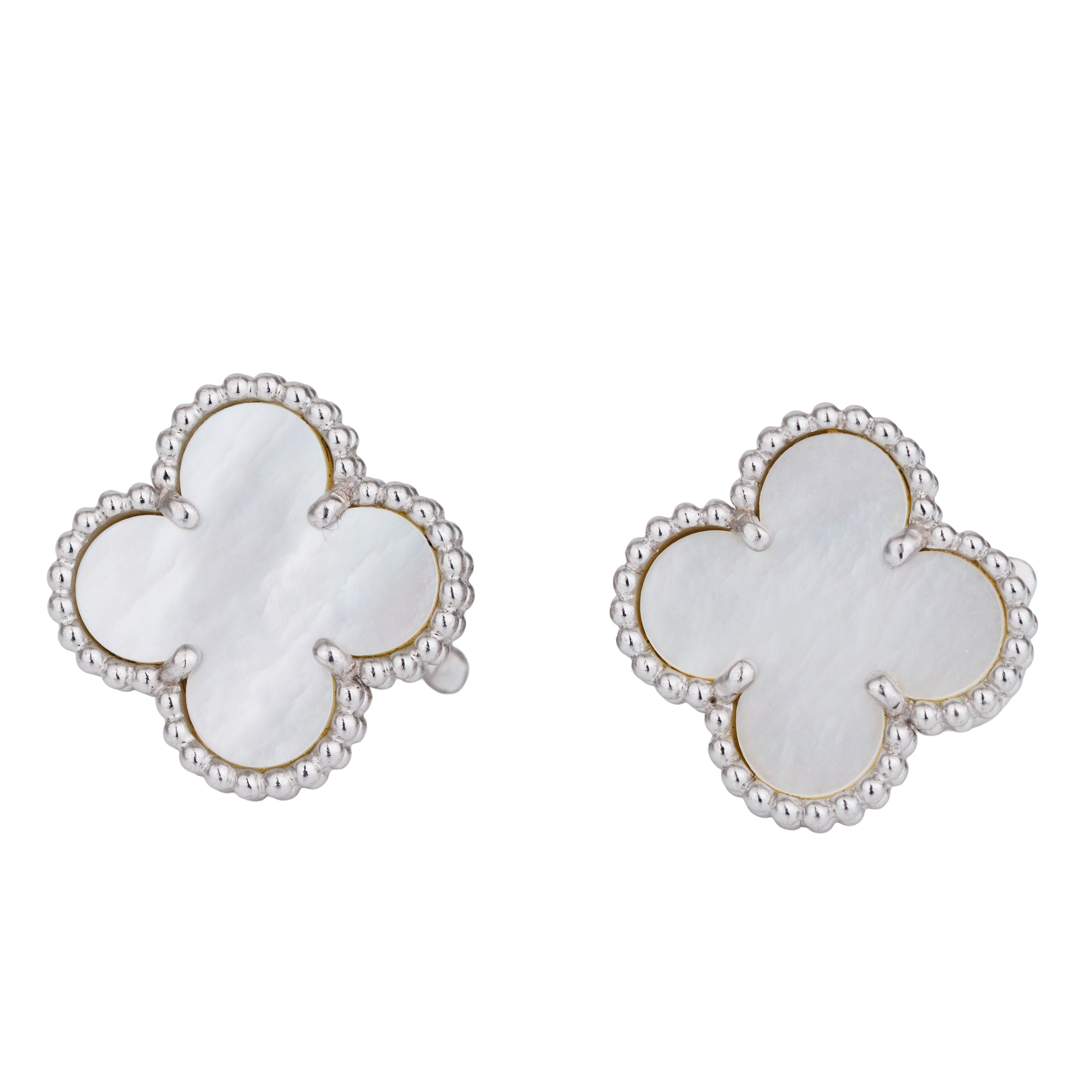Van Cleef & Arpels Vintage Alhambra Earrings | Mother of Pearl | 18k White Gold