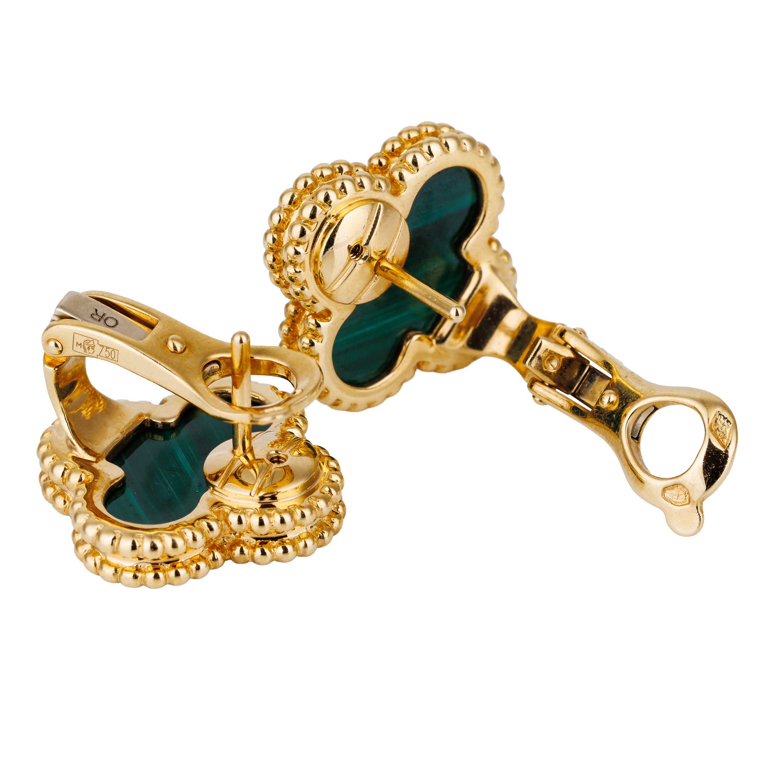 Van Cleef & Arpels Vintage Alhambra Earrings | Malachite & 18k Yellow Gold