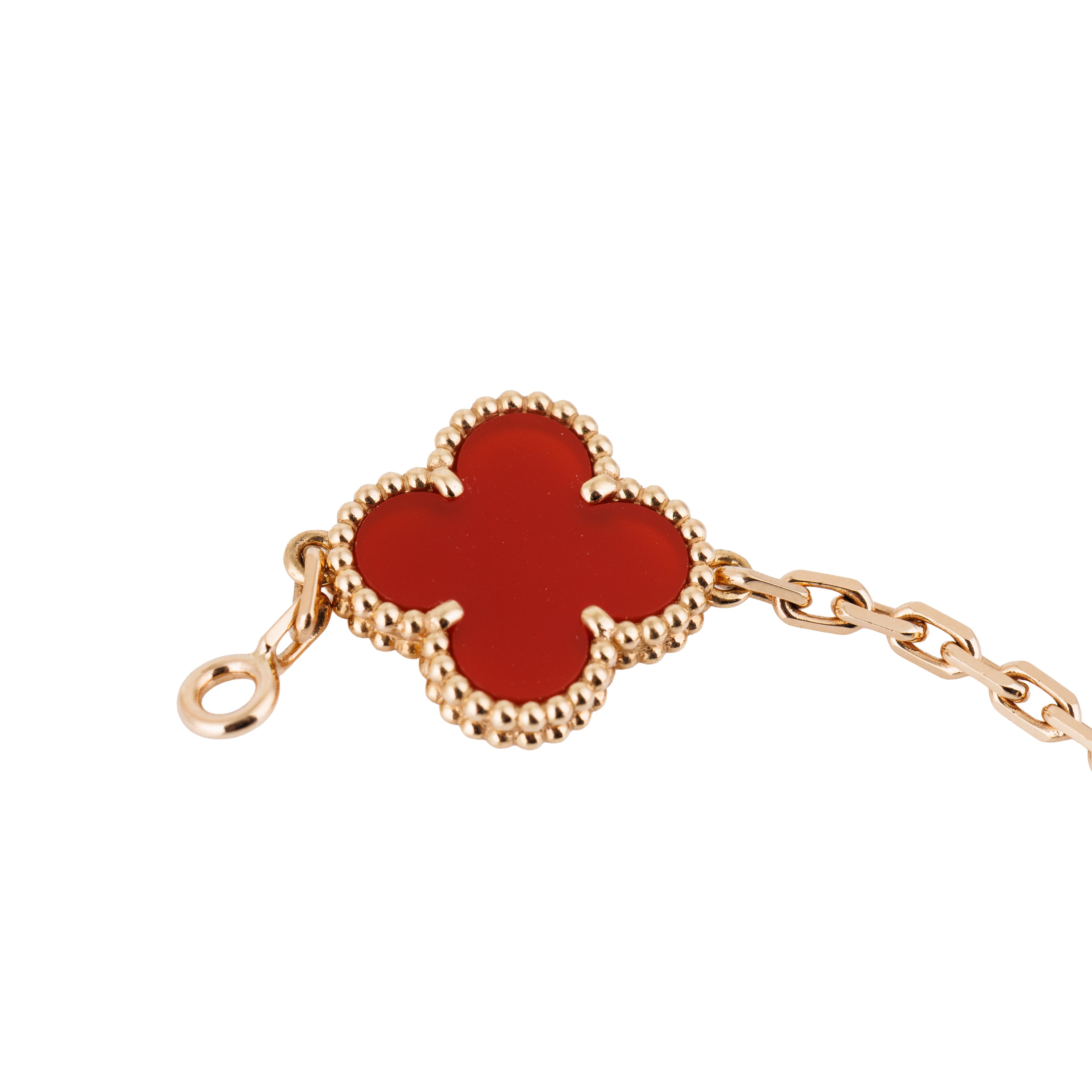 Van Cleef & Arpels Vintage Alhambra Bracelet, 5 Motifs | Carnelian & 18k Rose Gold | Box & Papers | 2025