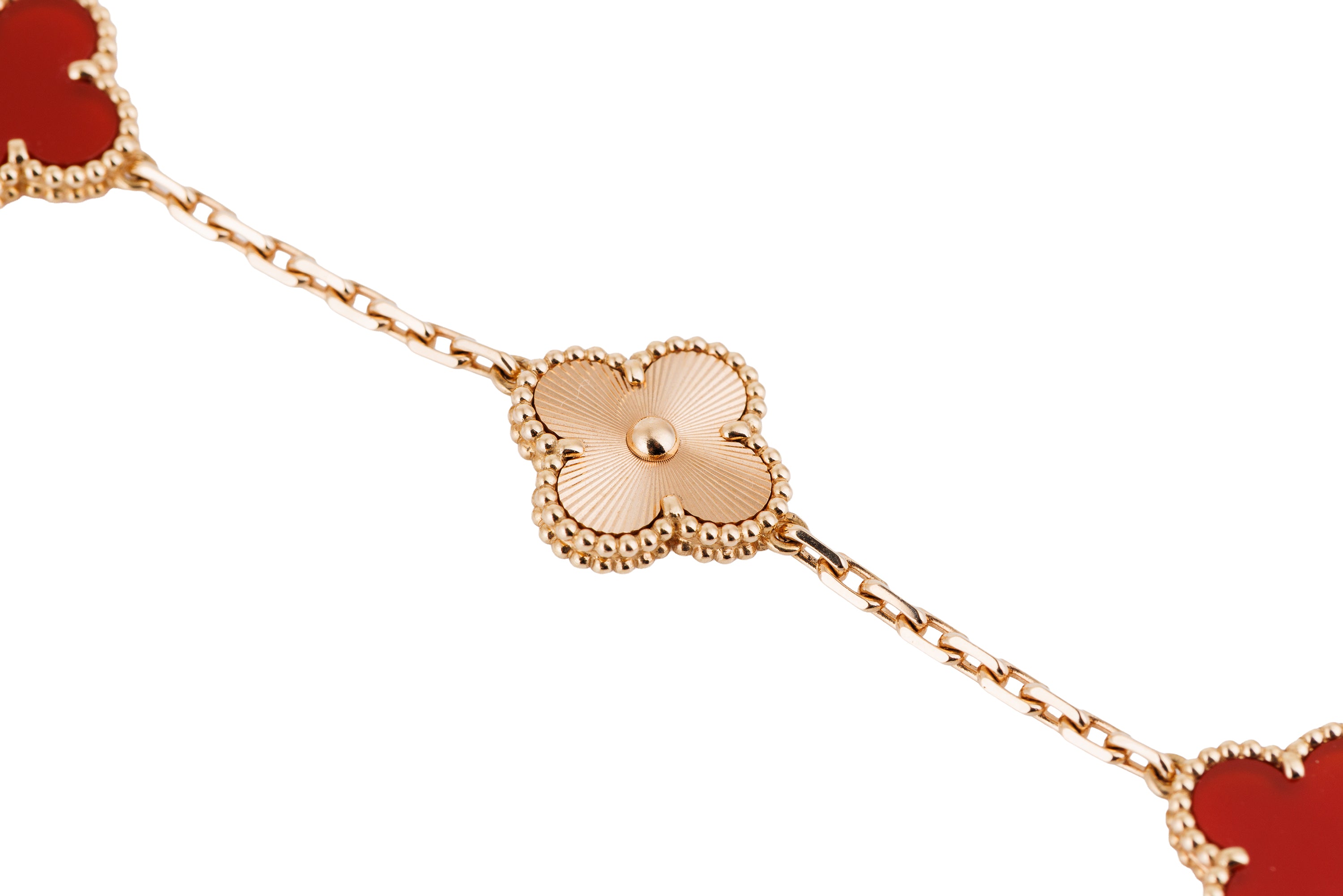 Van Cleef & Arpels Vintage Alhambra Bracelet, 5 Motifs | Carnelian & 18k Rose Gold | Box & Papers | 2025