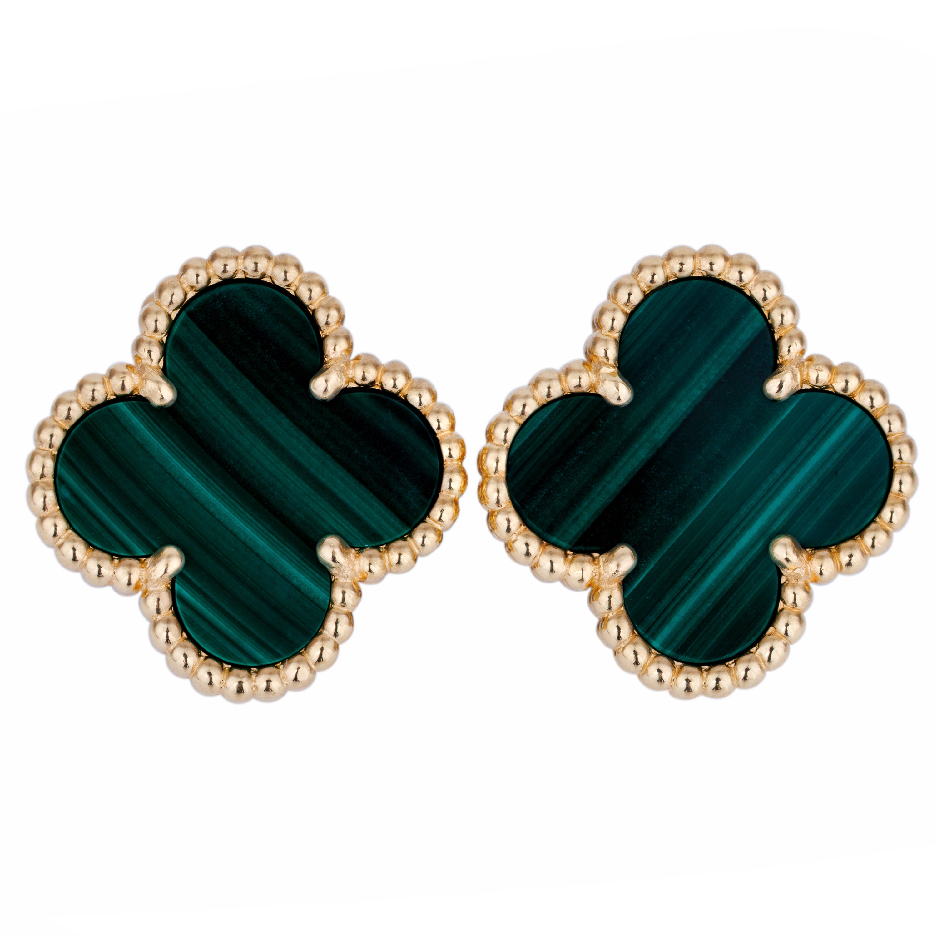 Van Cleef & Arpels Vintage Alhambra Earrings | Malachite & 18k Yellow Gold