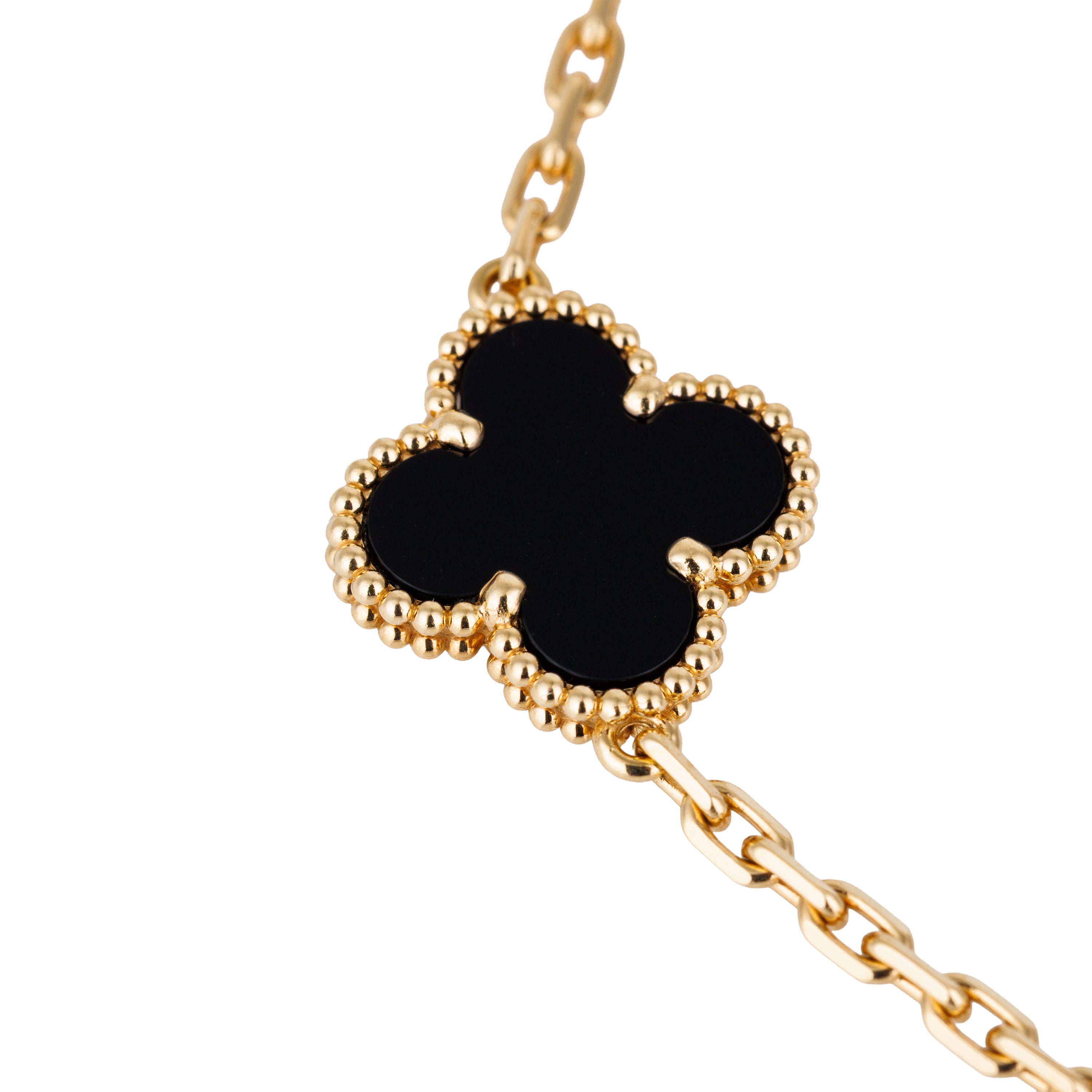 Van Cleef & Arpels Vintage Alhambra Bracelet, 5 Motifs | Onyx & 18k Yellow Gold | Box & Papers | 2023