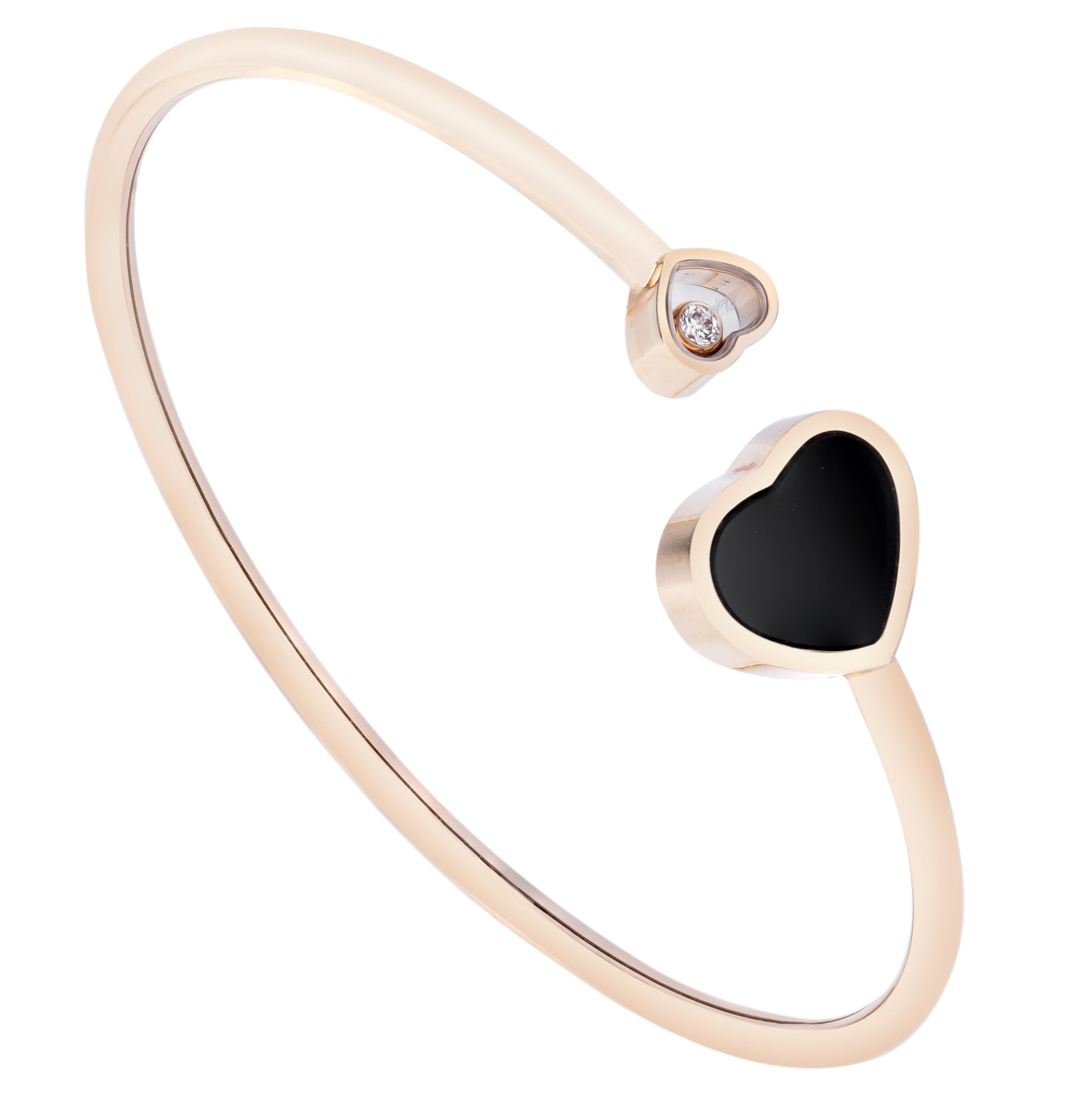 Chopard Happy Hearts Onyx Bangle Bracelet | 18k Rose Gold